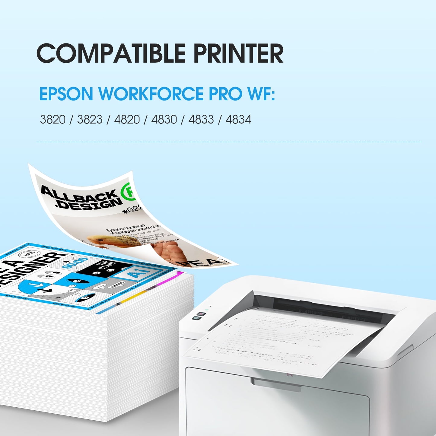 822XL Ink Cartridges for Epson 822XL Printer ink Works with WorkForce Pro WF-3820 | WF-3823 | WF-4820 | WF-4830 | WF-4833 | WF-4834(BK, C, M, Y), 4-Pack