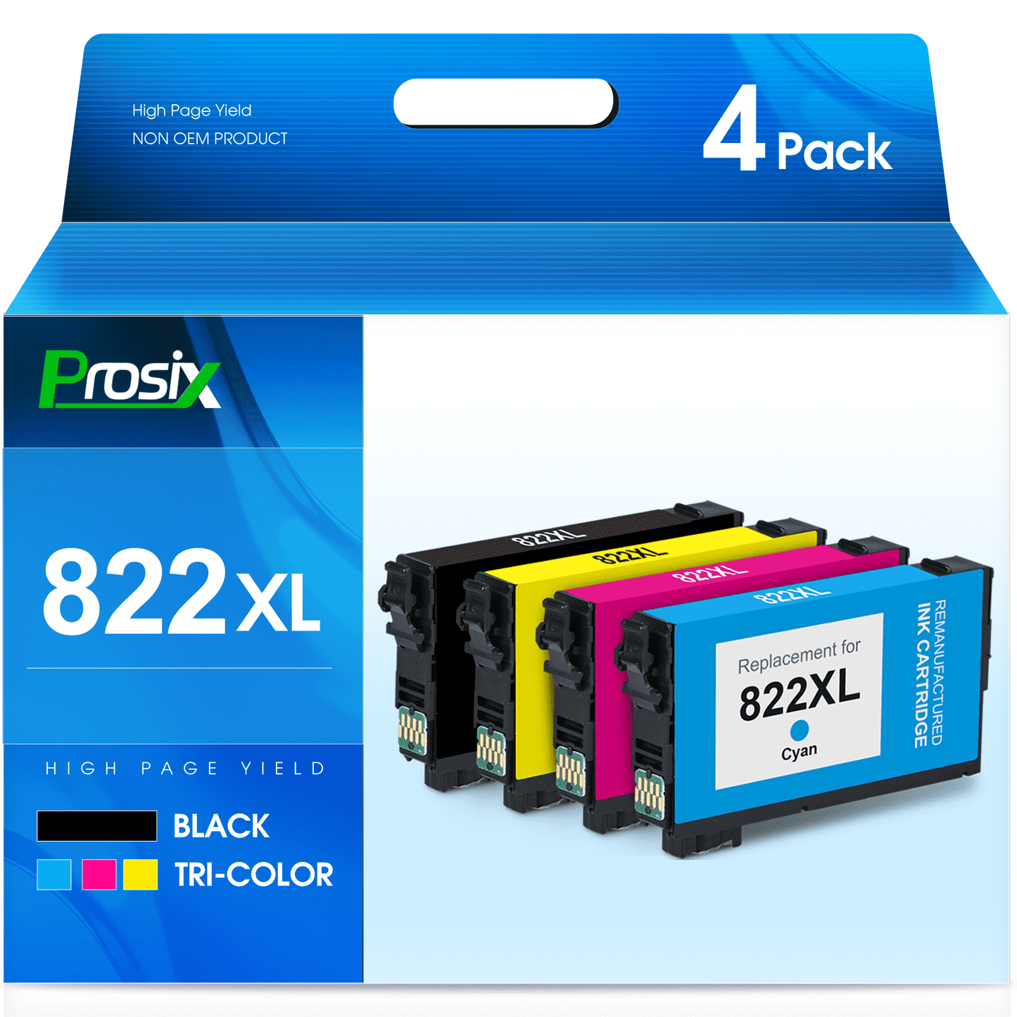 822XL Ink Cartridges for Epson 822XL Printer ink Works with WorkForce Pro WF-3820 | WF-3823 | WF-4820 | WF-4830 | WF-4833 | WF-4834(BK, C, M, Y), 4-Pack