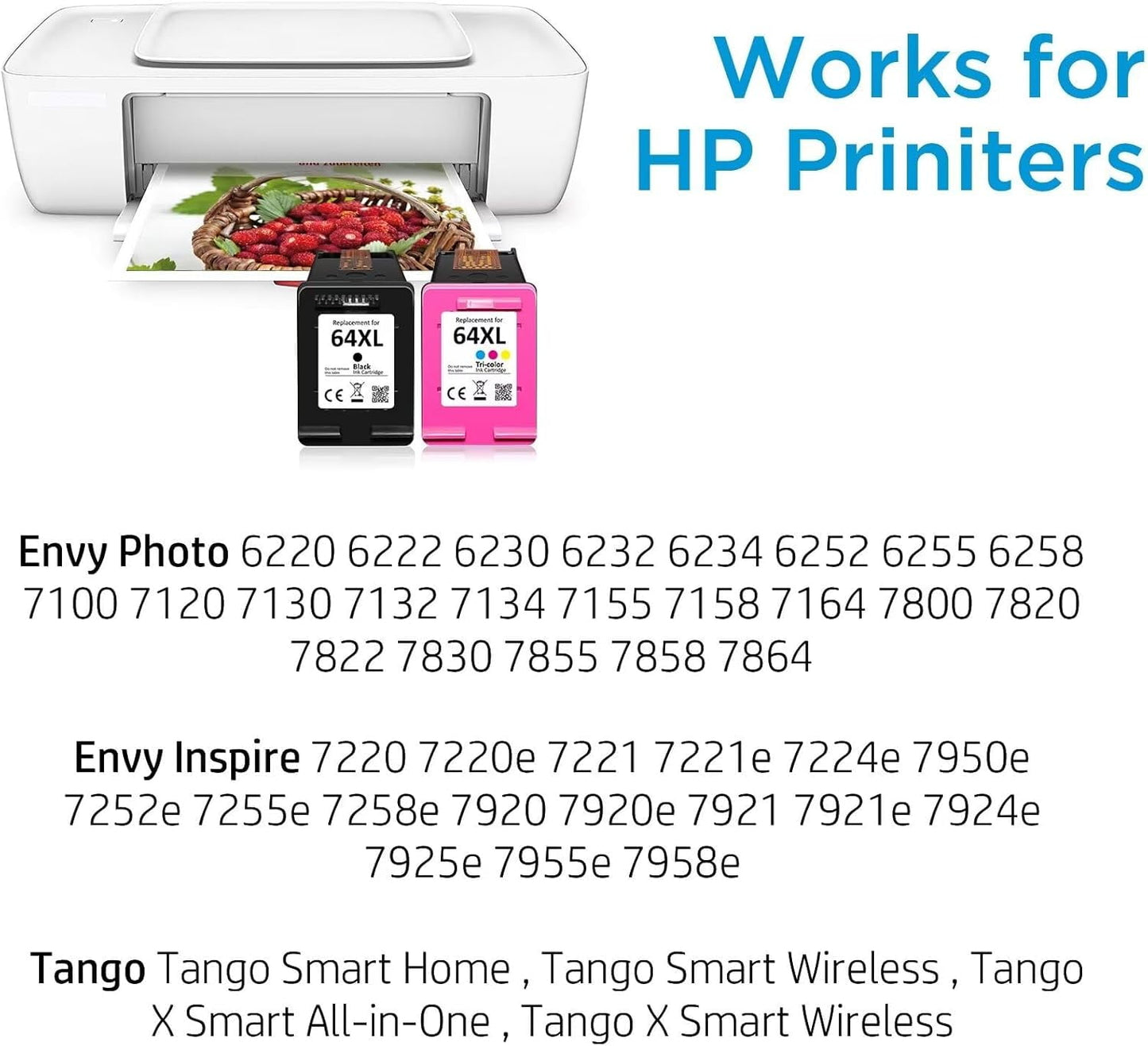 64xl Ink Cartridge for HP 64xl High-yield Ink Cartridges, (Black, Tri-Color), 2-Pack